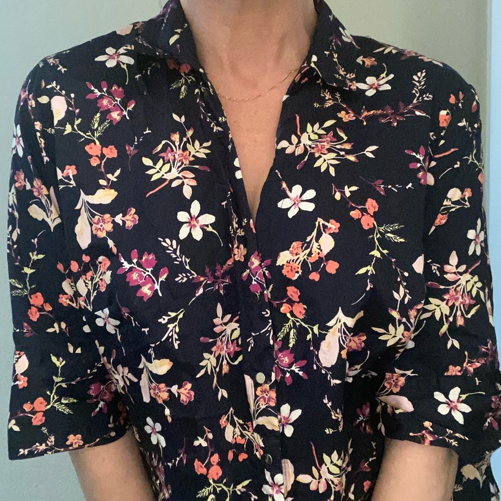Multi colored snap up blouse